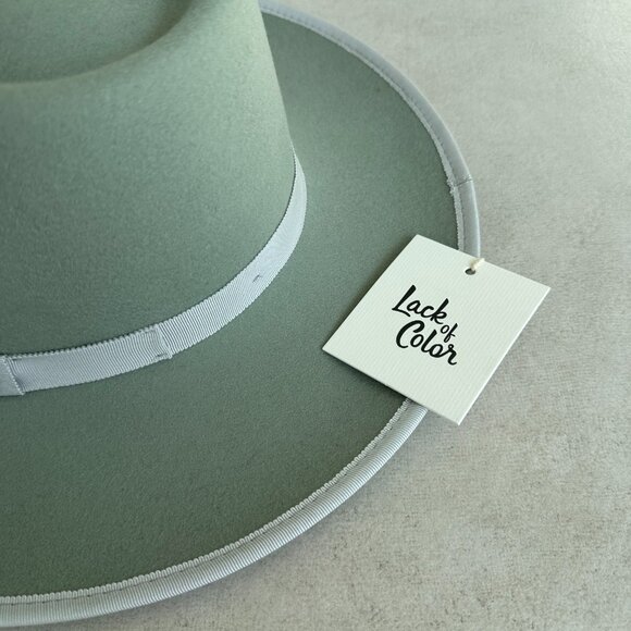NWT Lack Of Color The Rancher Wool Felt Fedora Hat In Sage Wide Brim main image 6